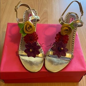 Betsey Johnson women’s  gold multi colored sandal